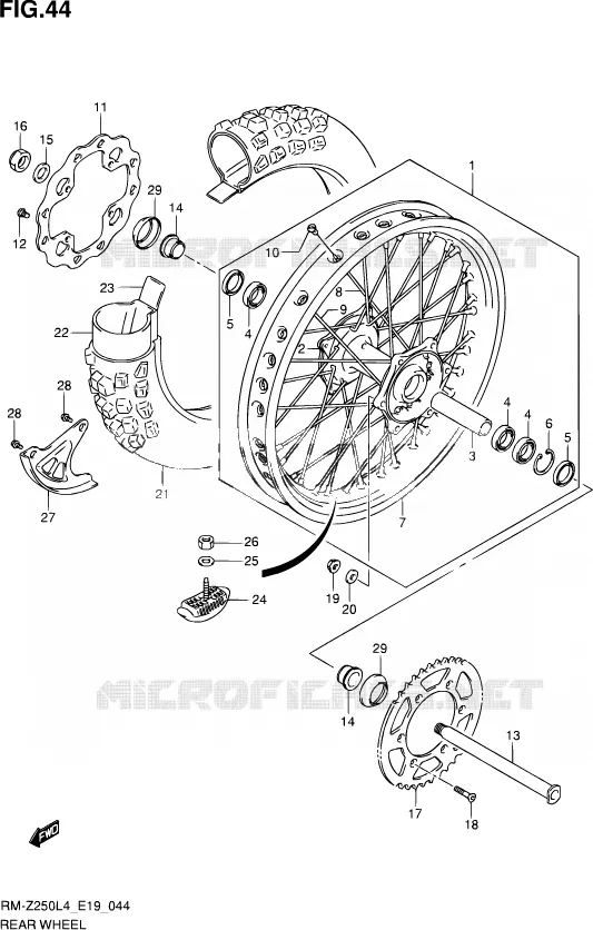 ROUE ARRIERE Suzuki MOTO 250 RM-Z 2014  RM-Z250 L4 (E19)
