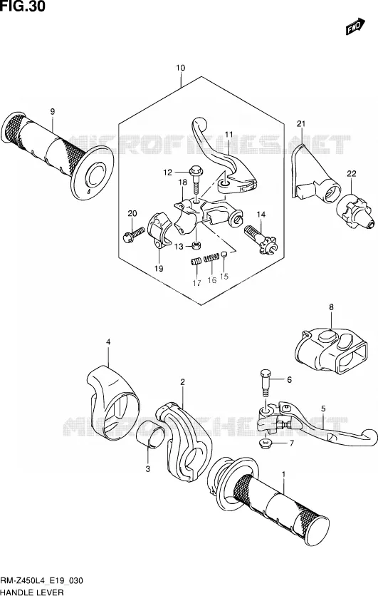 ENSEMBLE LEVIERS - POIGNEES Suzuki MOTO 450 RM-Z 2014  RM-Z450 L4 (E19)