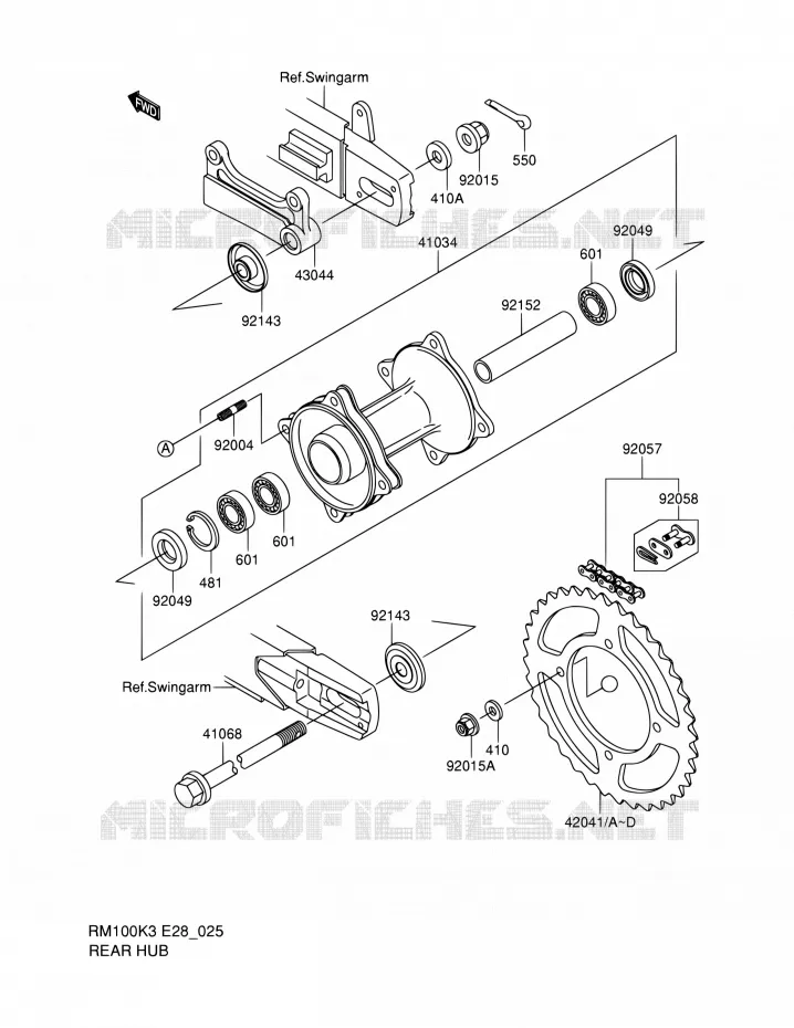 ENSEMBLE ROUE ARRIERE Suzuki MOTO 100 RM 2004  RM100K4(E28)