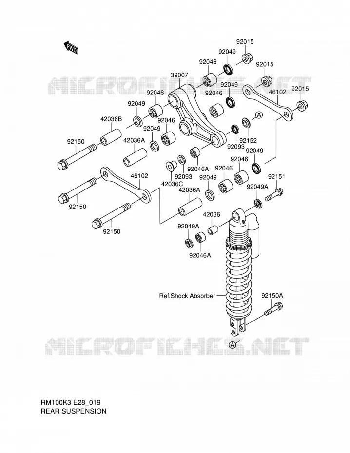 SUSPENSION ARRIERE Suzuki MOTO 100 RM 2004  RM100K4(E28)