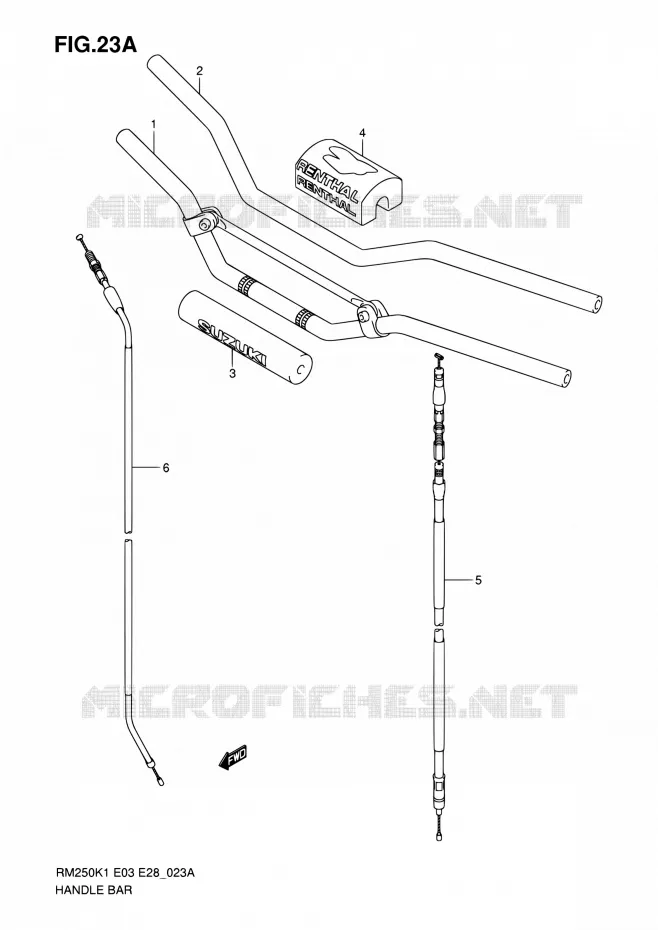 GUIDON (MODELE K5/K6) Suzuki MOTO 250 RM 2006  RM250 K6/RM250Z K6 (E03,E28)