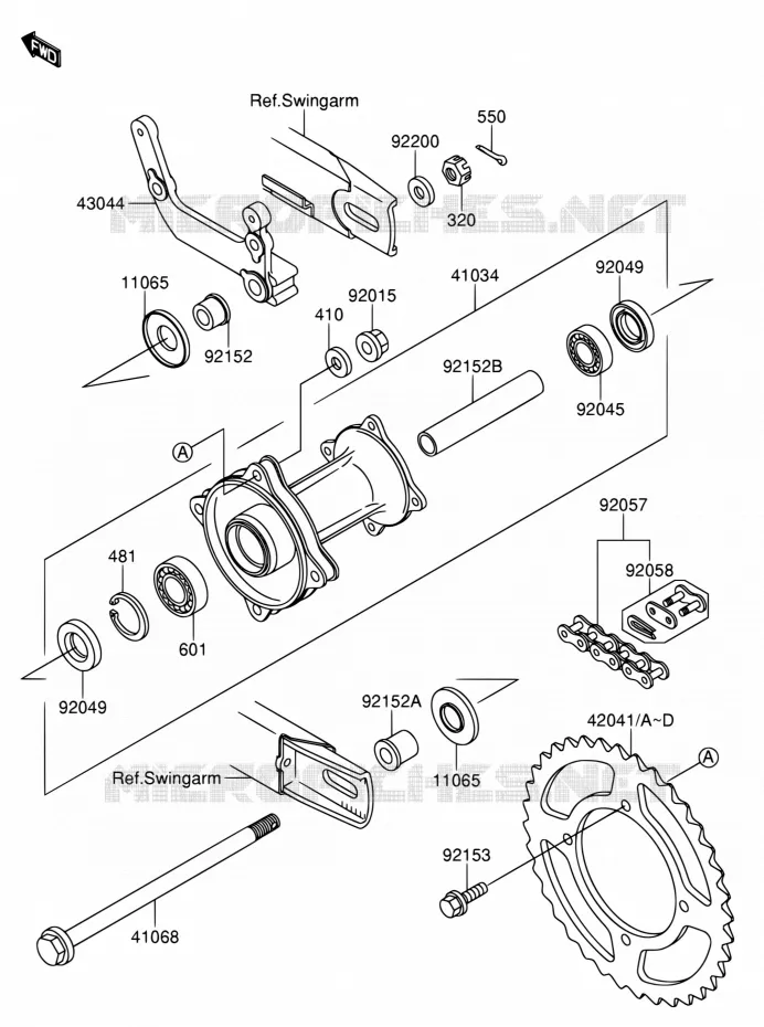 ENSEMBLE ROUE ARRIERE Suzuki MOTO 65 RM 2004  RM65K4(E03)