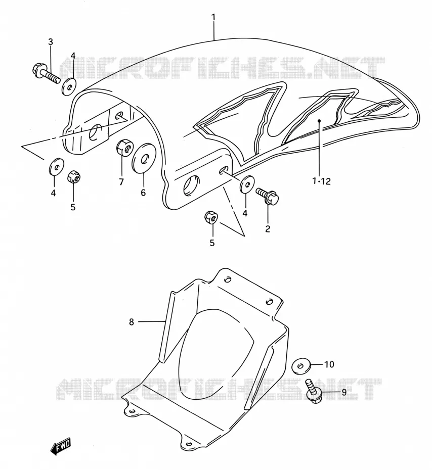 GARDE BOUE ARRIERE (MODELE N/P/R/S) Suzuki MOTO 80 RM 1995  RM80 S (E03,E28,E33)