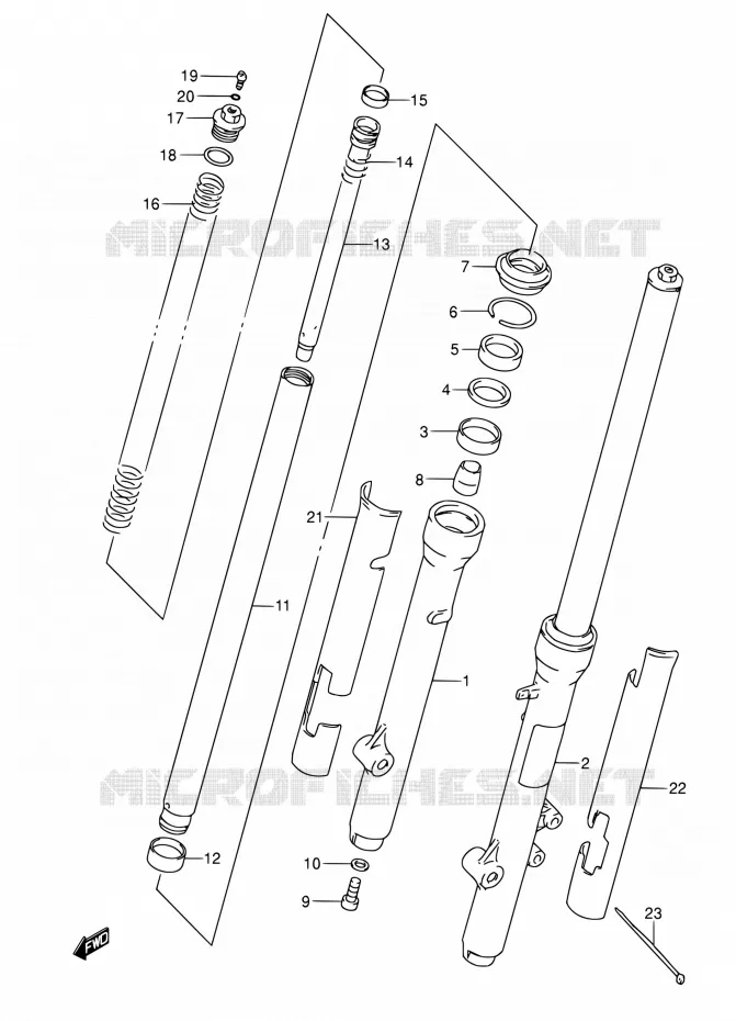 AMORTISSEUR AVANT Suzuki MOTO 80 RM 1999  RM80 X (E03,E28,E33)