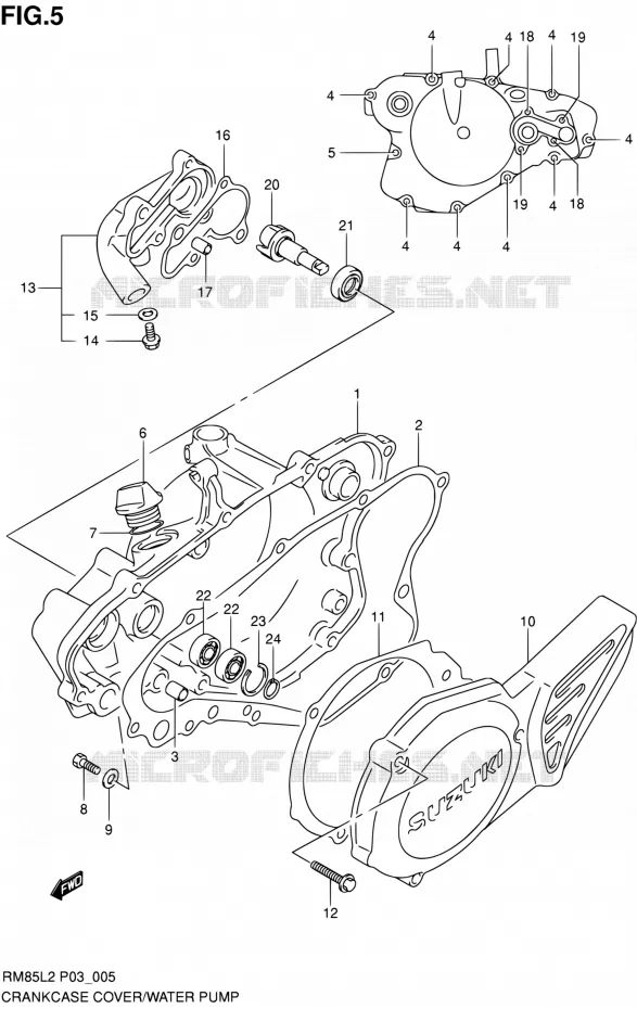 CARTER POMPE A EAU Suzuki MOTO 85 RM 2012  RM85L L2 (P03,P28.P33)