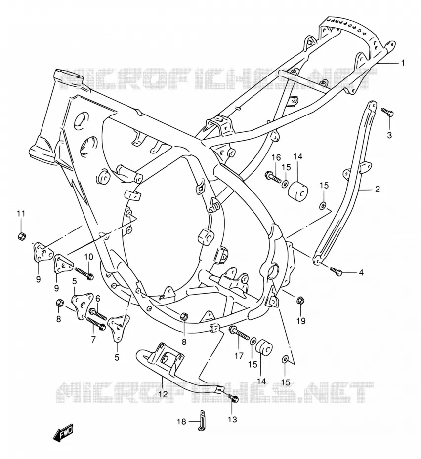 CADRE Suzuki MOTO 250 RMX 1998  RMX250 W (E01,P37)