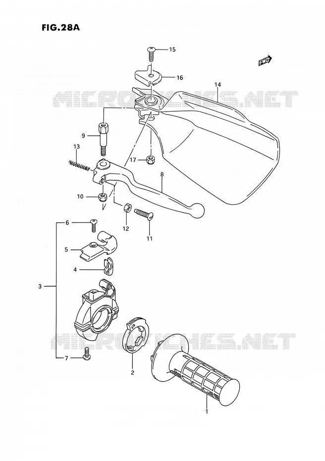 PROTEGE MAIN DROIT (MODELE N/P/R/S/T) Suzuki MOTO 250 RMX 1992  RMX250 N (E03)