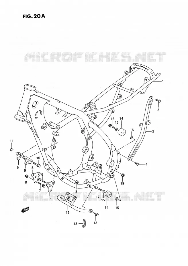 CADRE (MODELE P/R/S/T) Suzuki MOTO 250 RMX 1993  RMX250 P (E03)