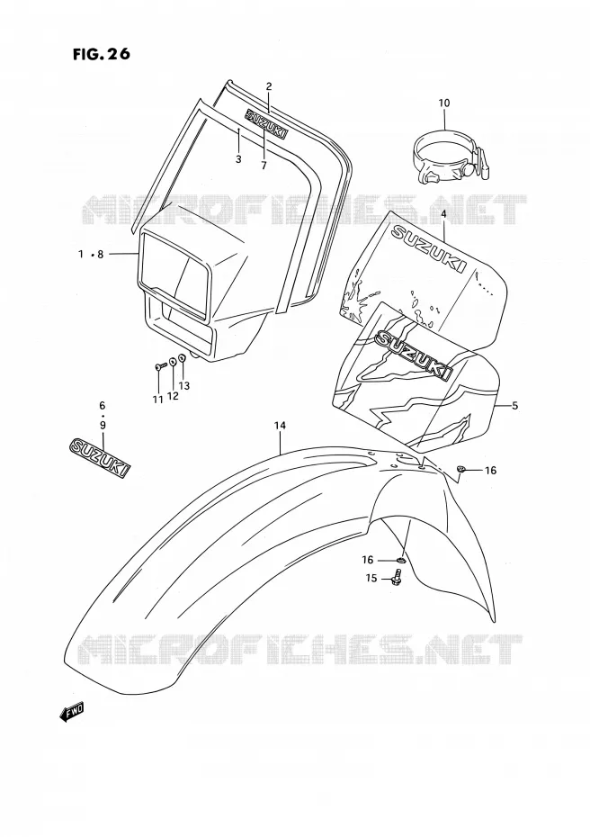 GARDE BOUE AVANT Suzuki MOTO 250 RMX 1994  RMX250 R (E03)