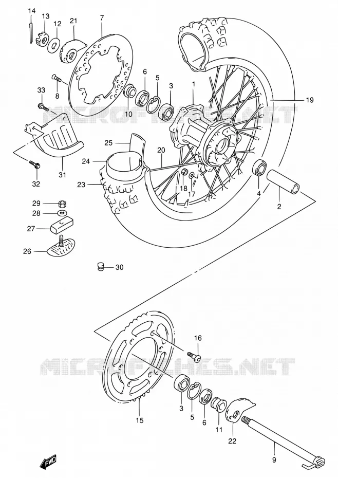 ROUE ARRIERE Suzuki MOTO 250 RMX 1998  RMX250 W