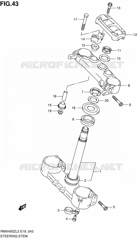 COLONNE DE DIRECTION Suzuki MOTO 450 RMX 2012  RMX450ZL2(E19)