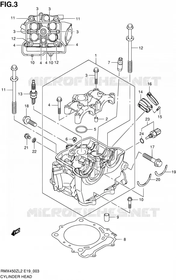 CULASSE Suzuki MOTO 450 RMX 2012  RMX450ZL2(E19)