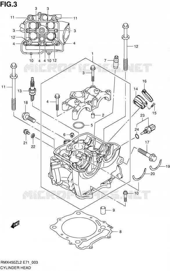 CULASSE Suzuki MOTO 450 RMX 2012  RMX450ZL2(E71)