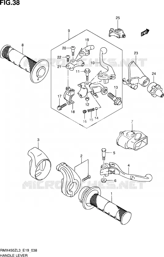 ENSEMBLE LEVIERS - POIGNEES Suzuki MOTO 450 RMX 2012  RMX450Z L3 (E19)