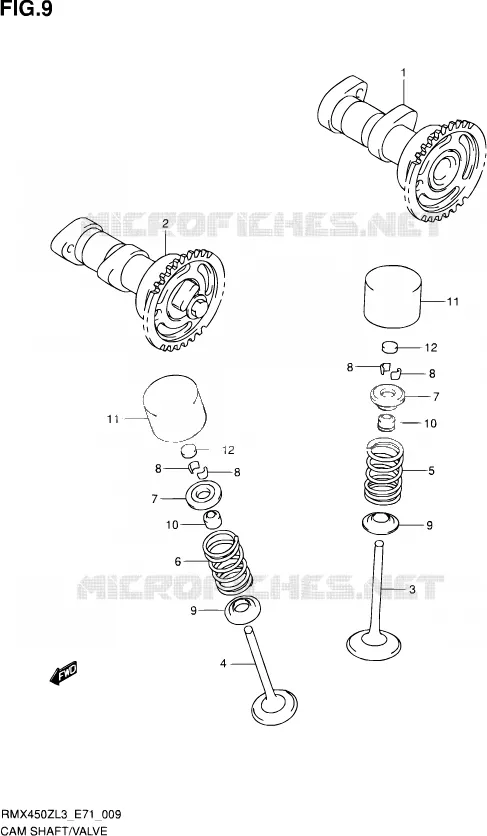 ARBRE A CAMES - VALVE Suzuki MOTO 450 RMX 2013  RMX450Z L3 (E71)