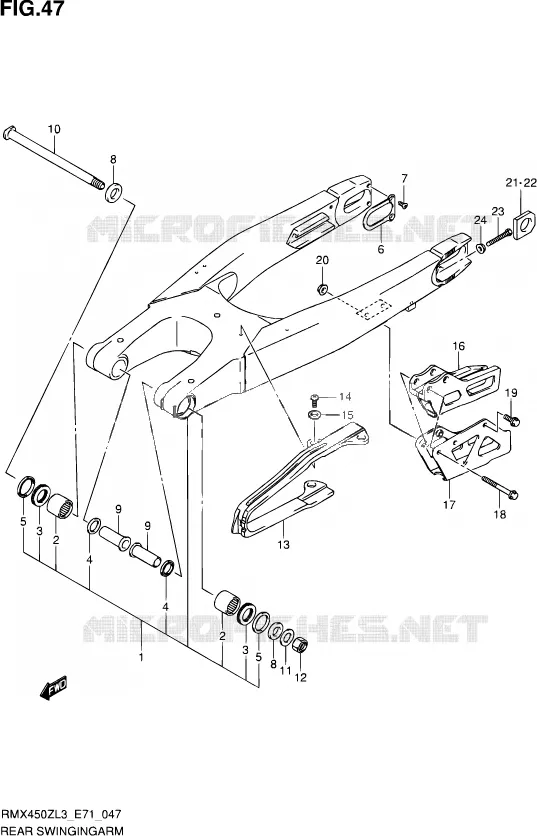 BRAS OSCILLANT ARRIERE Suzuki MOTO 450 RMX 2013  RMX450Z L3 (E71)