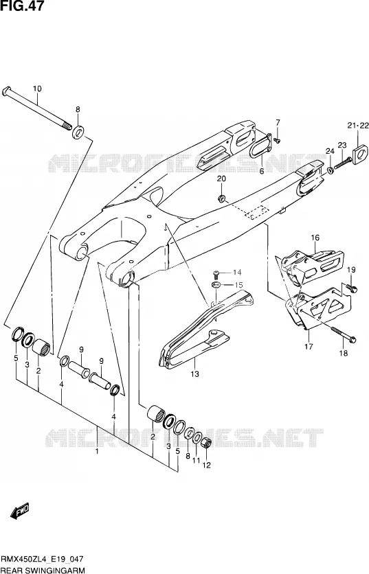 BRAS OSCILLANT ARRIERE Suzuki MOTO 450 RMX 2014  RMX450Z L4 (E19)