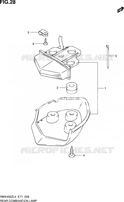 ENSEMBLE FEU ARRIERE Suzuki MOTO 450 RMX 2014  RMX450Z L4 (E71)
