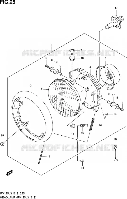 PHARE (RV125L3 E19) Suzuki MOTO 125 VAN-VAN 2015  RV125 L3 (E19)