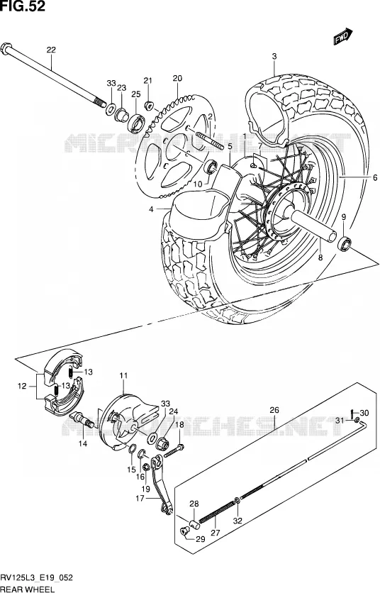 ROUE ARRIERE Suzuki MOTO 125 VAN-VAN 2014  RV125 L3 (E19)