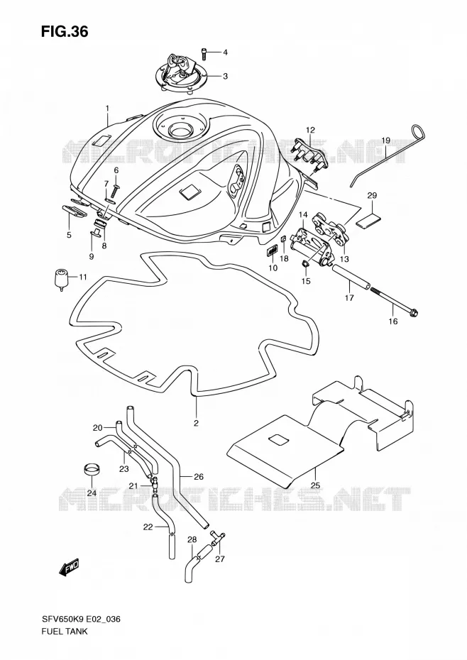 RESERVOIR D'ESSENCE (MODEL K9) Suzuki MOTO 650 GLADIUS 2009  SFV650 K9 (E02,E19)