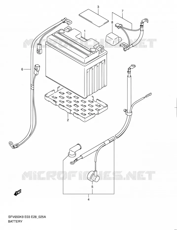 BATTERIE (SFV650AL0) Suzuki MOTO 650 GLADIUS 2009  SFV650 K9 (E03,E28,E33)