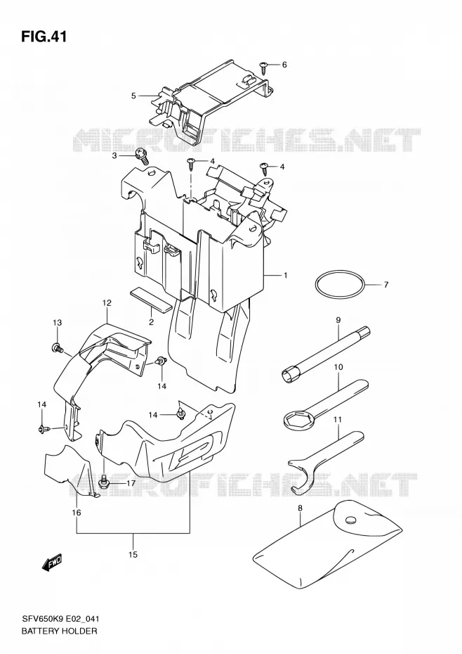 BAC A BATTERIE - OUTILS Suzuki MOTO 650 GLADIUS 2010  SFV650L0(E19)