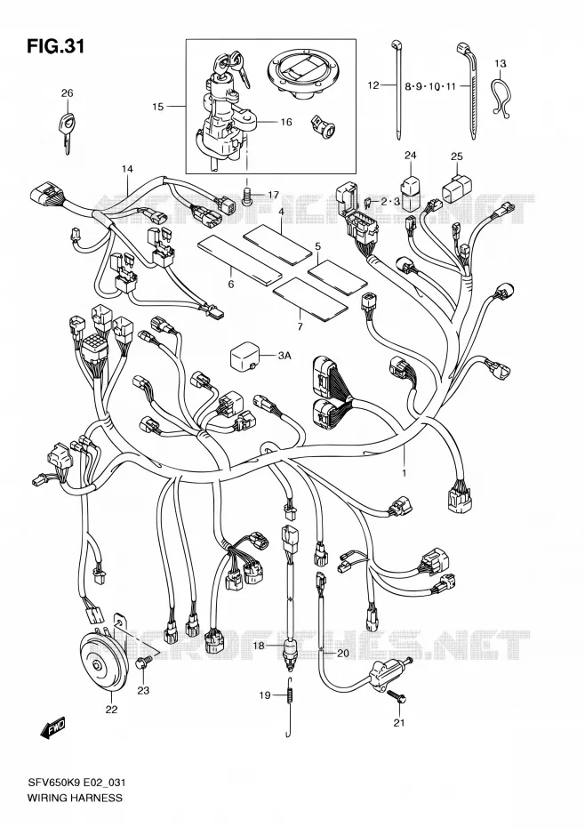 FAISCEAU ELECTRIQUE Suzuki MOTO 650 GLADIUS 2010  SFV650L0(E19)
