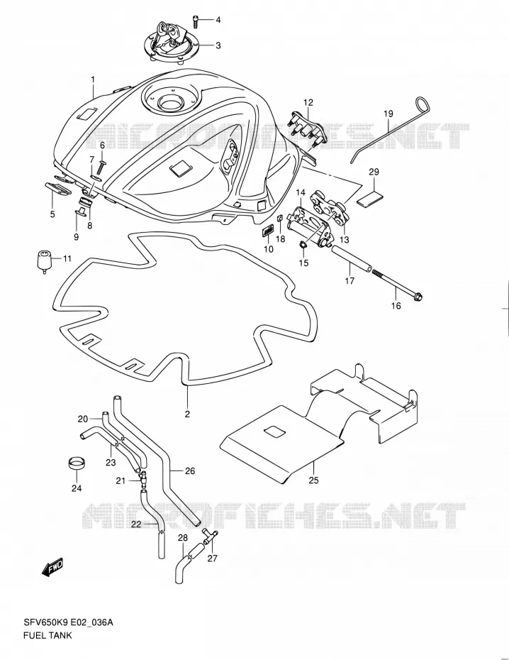 RESERVOIR D'ESSENCE (MODEL L0) Suzuki MOTO 650 GLADIUS 2010  SFV650L0(E19)