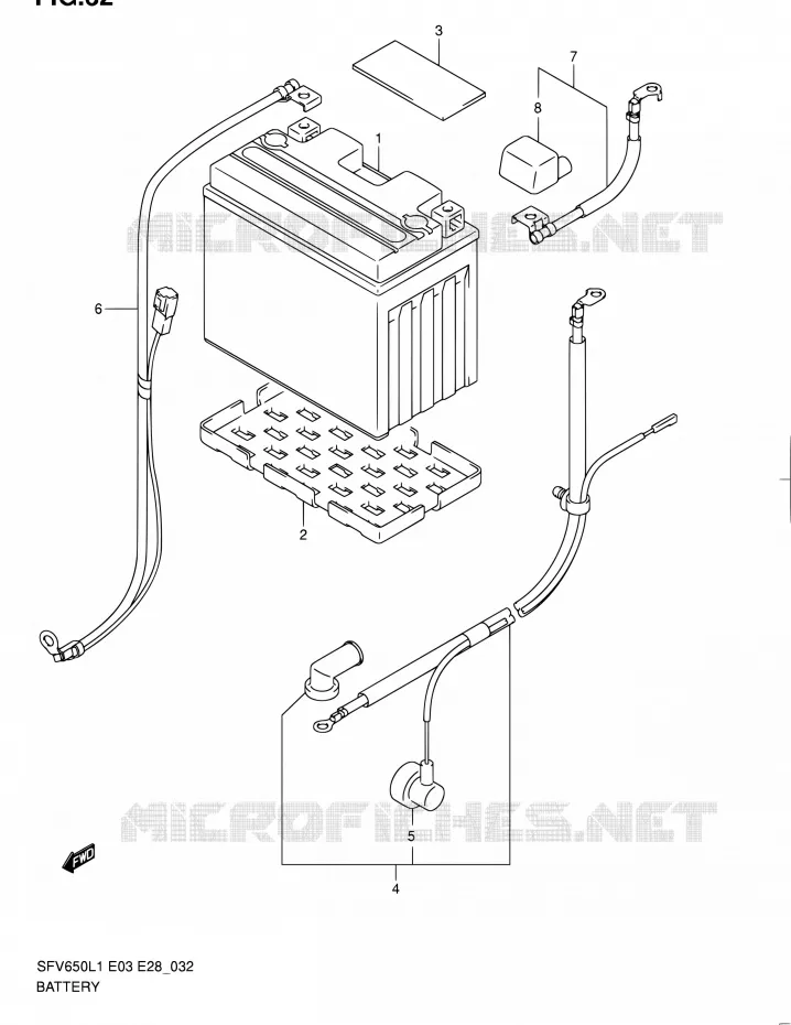 BATTERIE (SFV650AL1 E28) Suzuki MOTO 650 GLADIUS 2011  SFV650 L1 (E03,E28,E33)