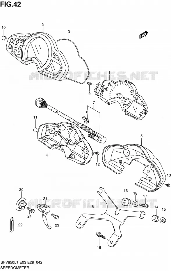 COMPTEUR (SFV650AL1 E28) Suzuki MOTO 650 GLADIUS 2011  SFV650 L1 (E03,E28,E33)
