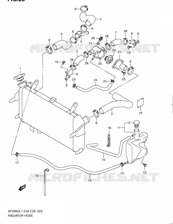 DURITE DE RADIATEUR Suzuki MOTO 650 GLADIUS 2011  SFV650 L1 (E03,E28,E33)