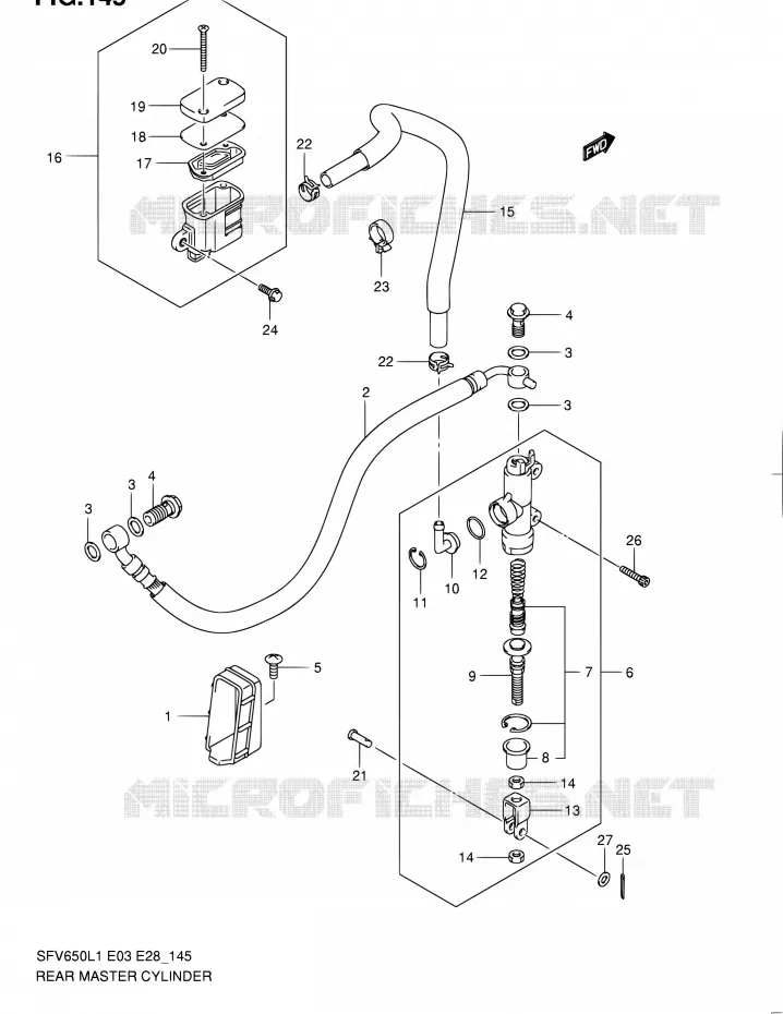 MAITRE CYLINDRE ARRIERE (SFV650L1 E33) Suzuki MOTO 650 GLADIUS 2011  SFV650 L1 (E03,E28,E33)