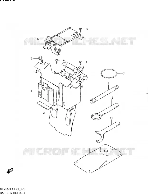 BAC A BATTERIE - OUTILS (SFV650L1 E21) Suzuki MOTO 650 GLADIUS 2011  SFV650L1(E24)