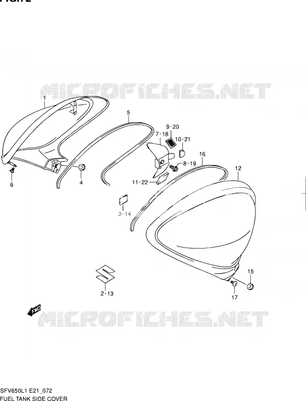 COUVRE RESERVOIR Suzuki MOTO 650 GLADIUS 2011  SFV650L1(E24)