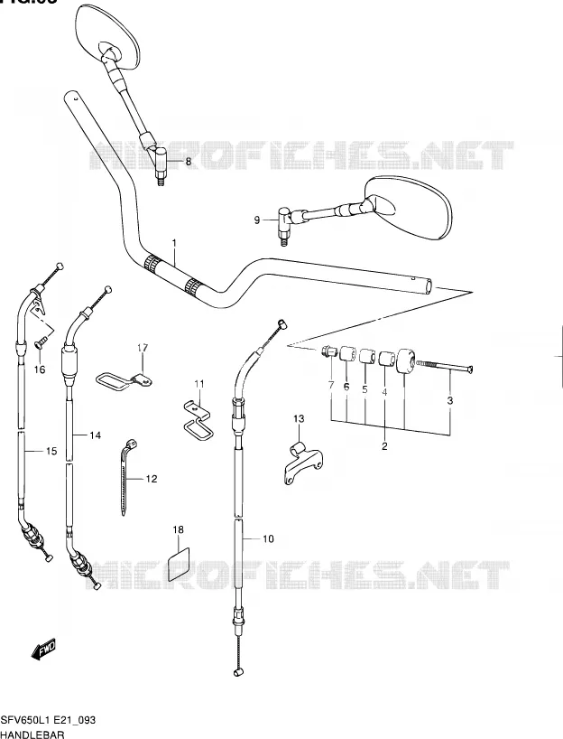 GUIDON (SFV650UL1 E24) Suzuki MOTO 650 GLADIUS 2011  SFV650L1(E24)