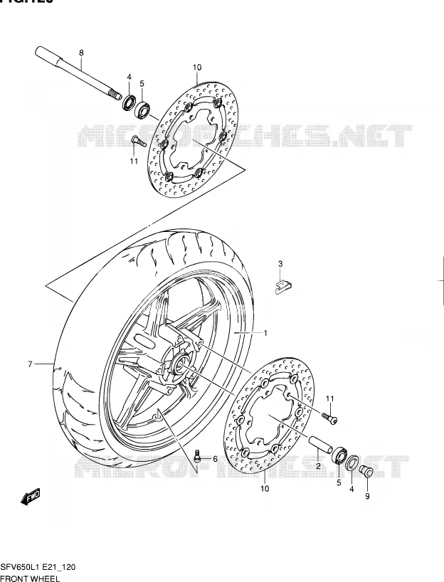 ROUE AVANT (SFV650UL1 E24) Suzuki MOTO 650 GLADIUS 2011  SFV650L1(E24)