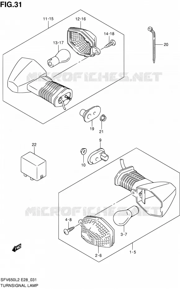 CLIGNOTANTS Suzuki MOTO 650 GLADIUS 2012  SFV650L2(E03,E28,E33)