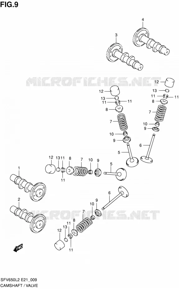 ARBRE A CAMES - VALVE Suzuki MOTO 650 GLADIUS 2012  SFV650L2(E21)