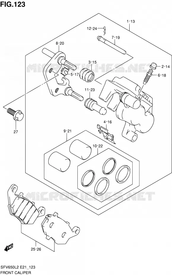 ETRIER DE FREIN AVANT Suzuki MOTO 650 GLADIUS 2012  SFV650L2(E21)