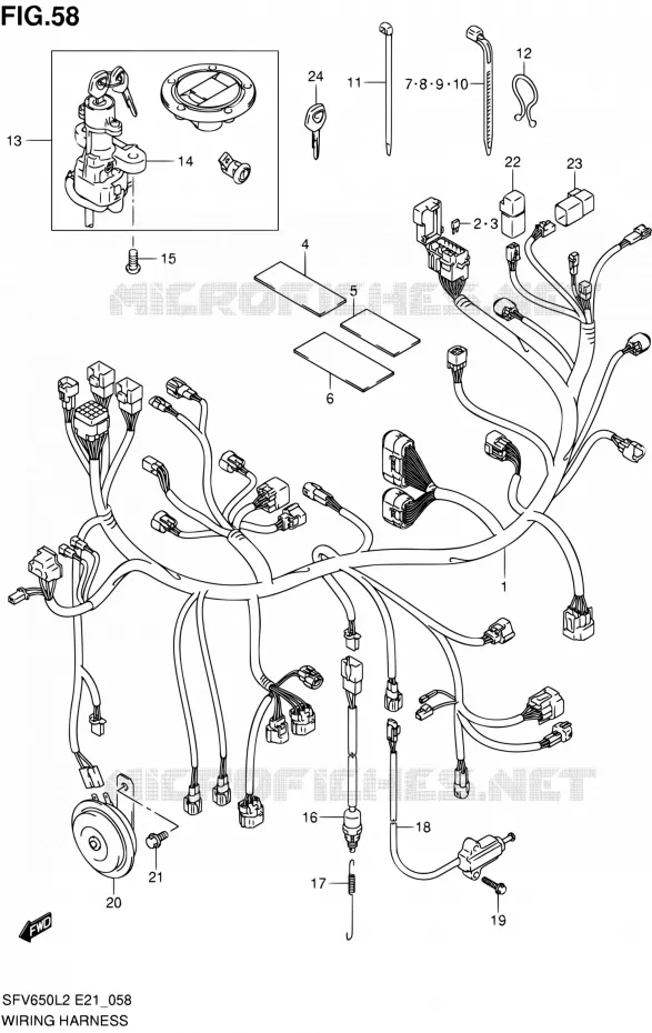 FAISCEAU ELECTRIQUE (SFV650UL2 E21) Suzuki MOTO 650 GLADIUS 2012  SFV650L2(E21)