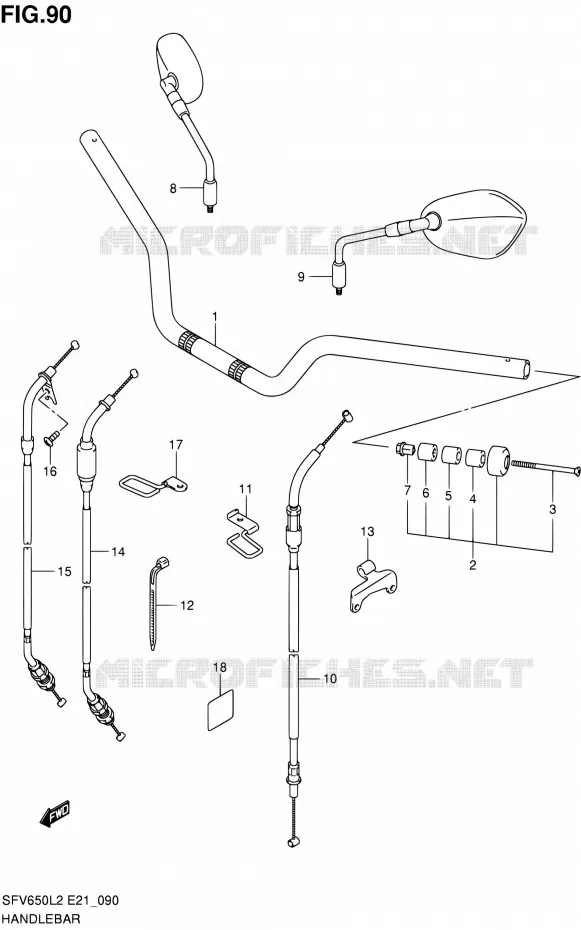 GUIDON (SFV650L2 E24) Suzuki MOTO 650 GLADIUS 2012  SFV650L2(E21)