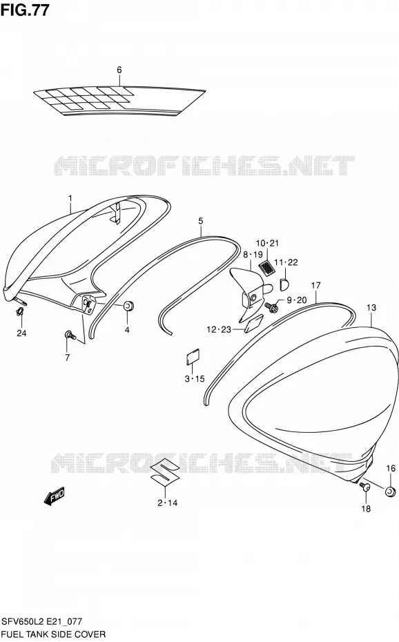 COUVRE RESERVOIR Suzuki MOTO 650 GLADIUS 2012  SFV650L2(E24)