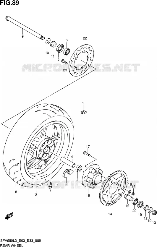 ROUE ARRIERE (SFV650L3 E33) Suzuki MOTO 650 GLADIUS 2013  SFV650 L3 (E03,E28,E33)