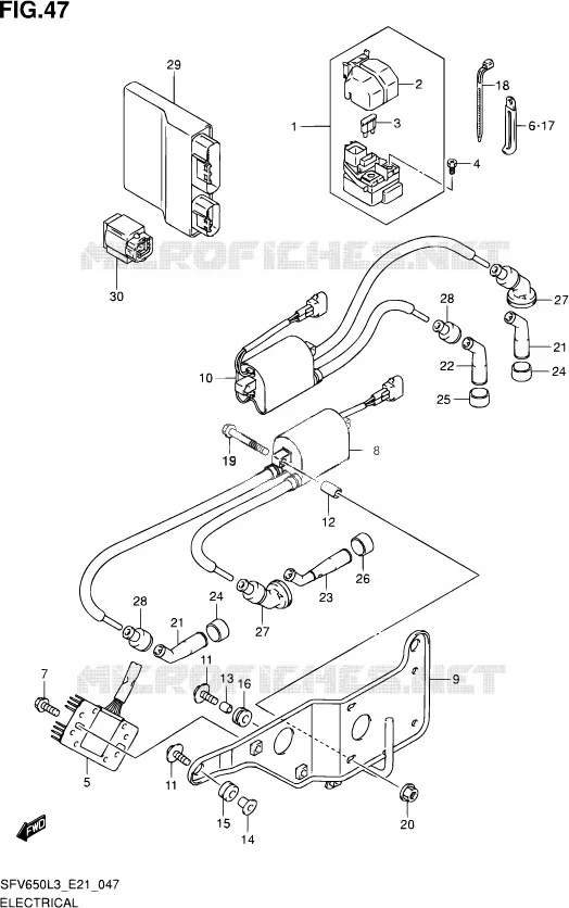 PARTIE ELECTRIQUE (SFV650L3 E24) Suzuki MOTO 650 GLADIUS 2013  SFV650 L3 (E21)
