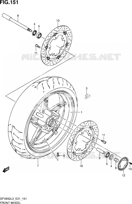 ROUE AVANT (SFV650AUEL3 E21) Suzuki MOTO 650 GLADIUS 2013  SFV650 L3 (E21)