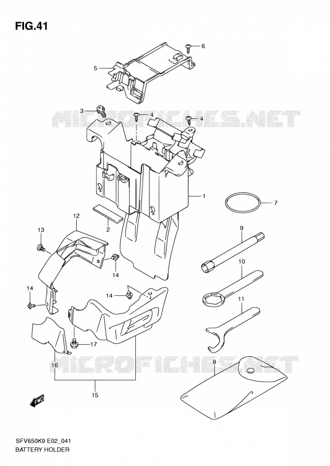 BAC A BATTERIE - OUTILS Suzuki MOTO 650 GLADIUS 2010  SFV650AL0(E24)
