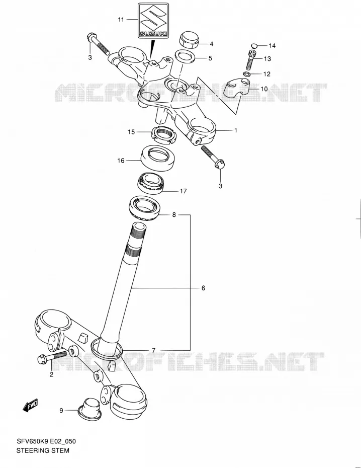 COLONNE DE DIRECTION Suzuki MOTO 650 GLADIUS 2010  SFV650AL0(E24)