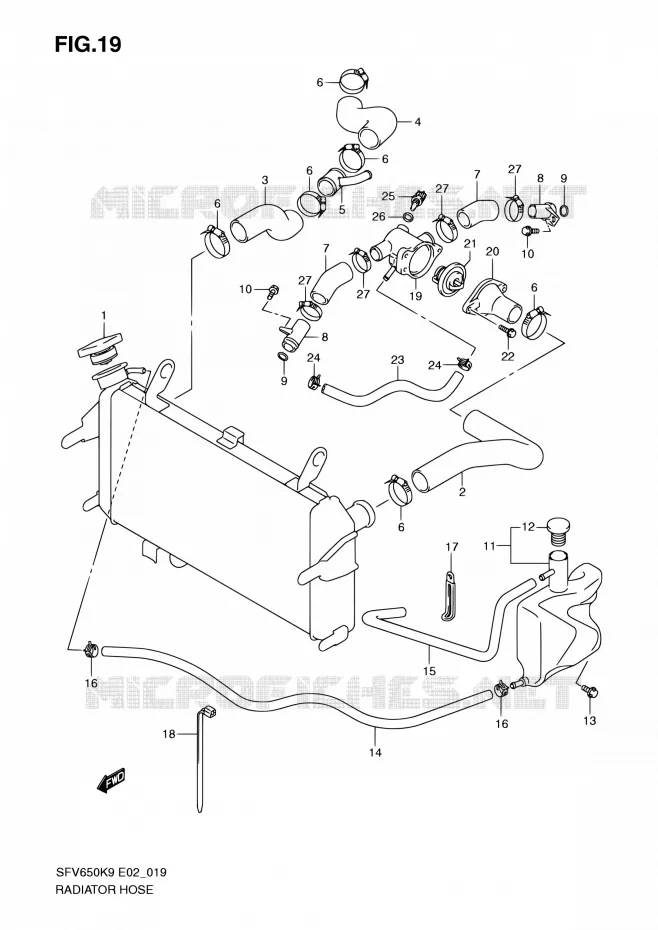 DURITE DE RADIATEUR Suzuki MOTO 650 GLADIUS 2010  SFV650AL0(E24)