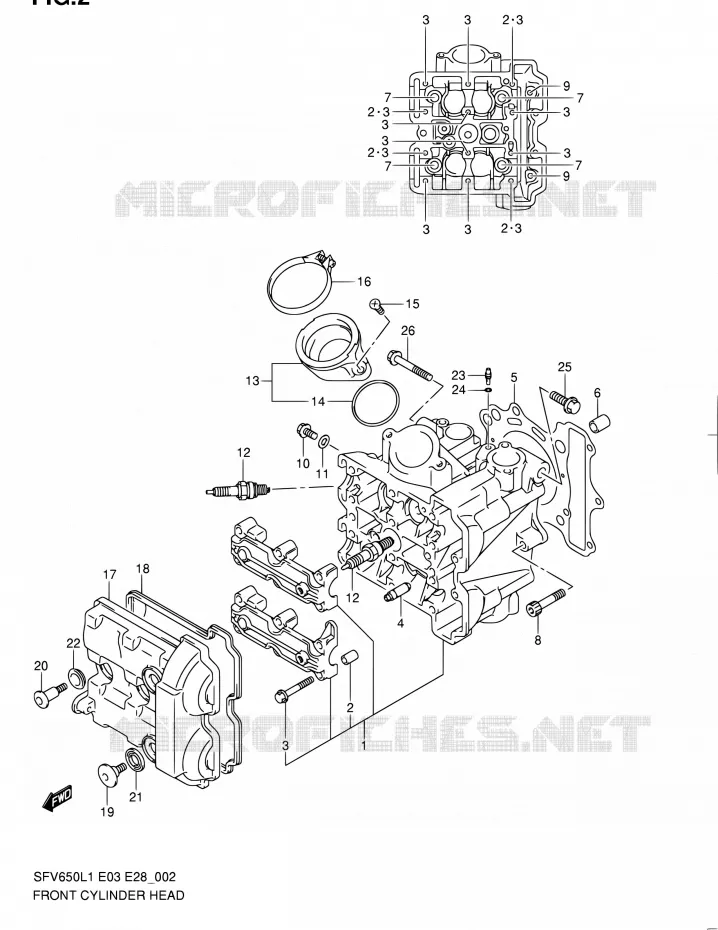 CULASSE AVANT Suzuki MOTO 650 GLADIUS 2011  SFV650A L1 (E03,E28,E33)